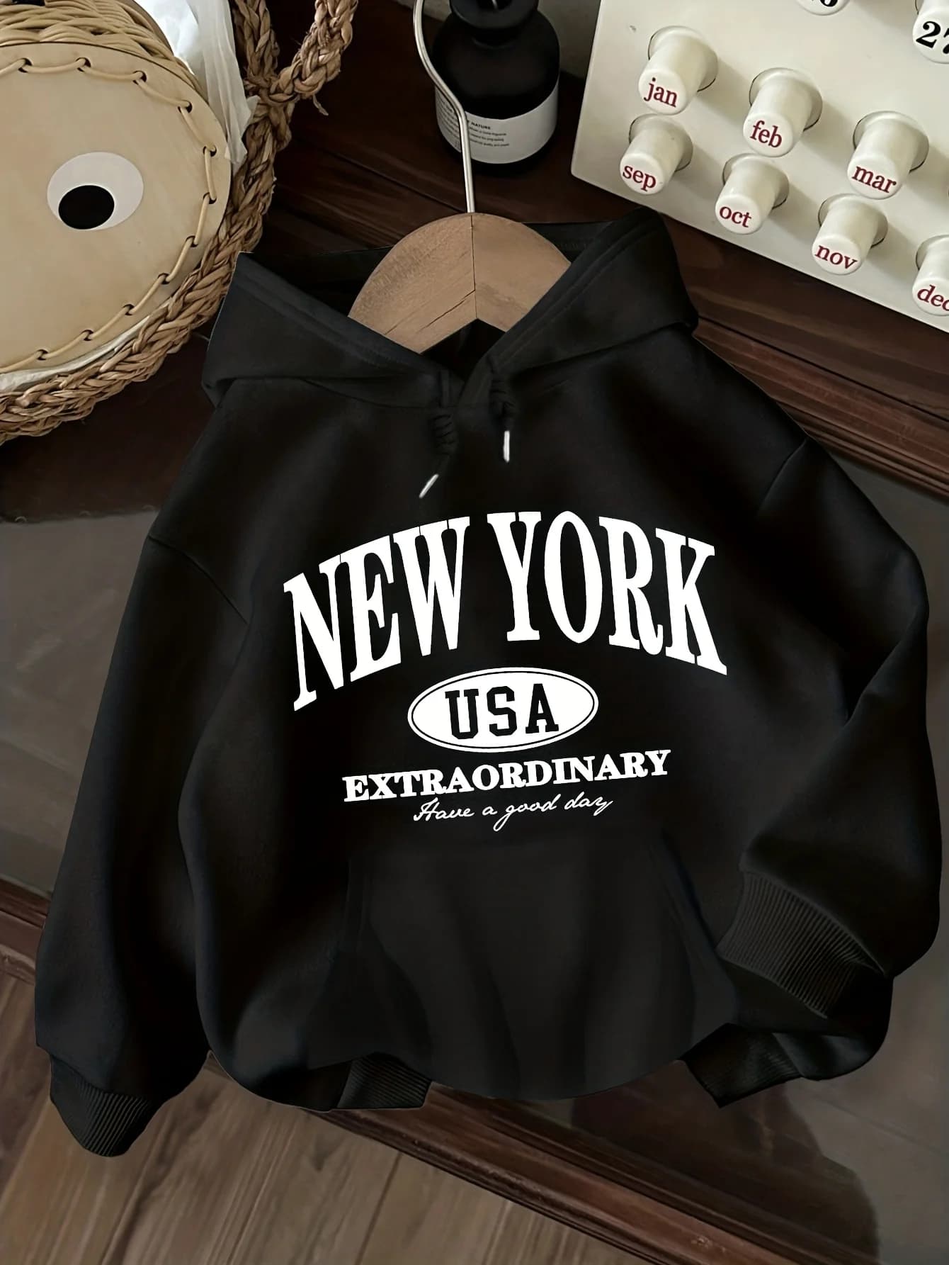 Nouveau sweat à capuche décontracté pour femme avec imprimé lettres New York USA 2026, style Harajuk