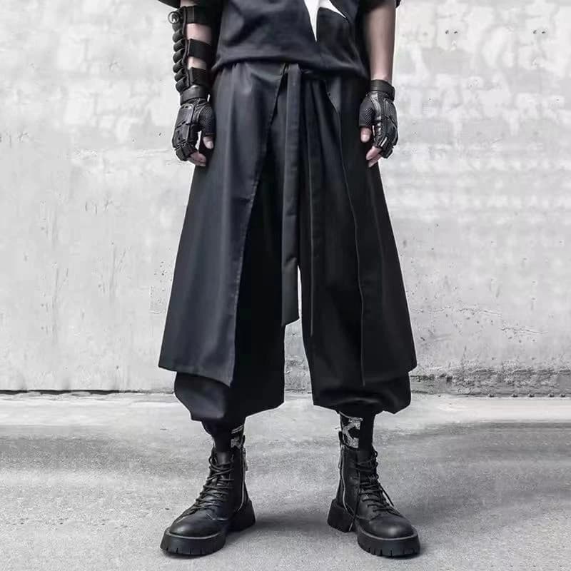 ARENS été fonctionnel cheville pantalon hommes Style foncé faux deux pièces Patchwork conception tai