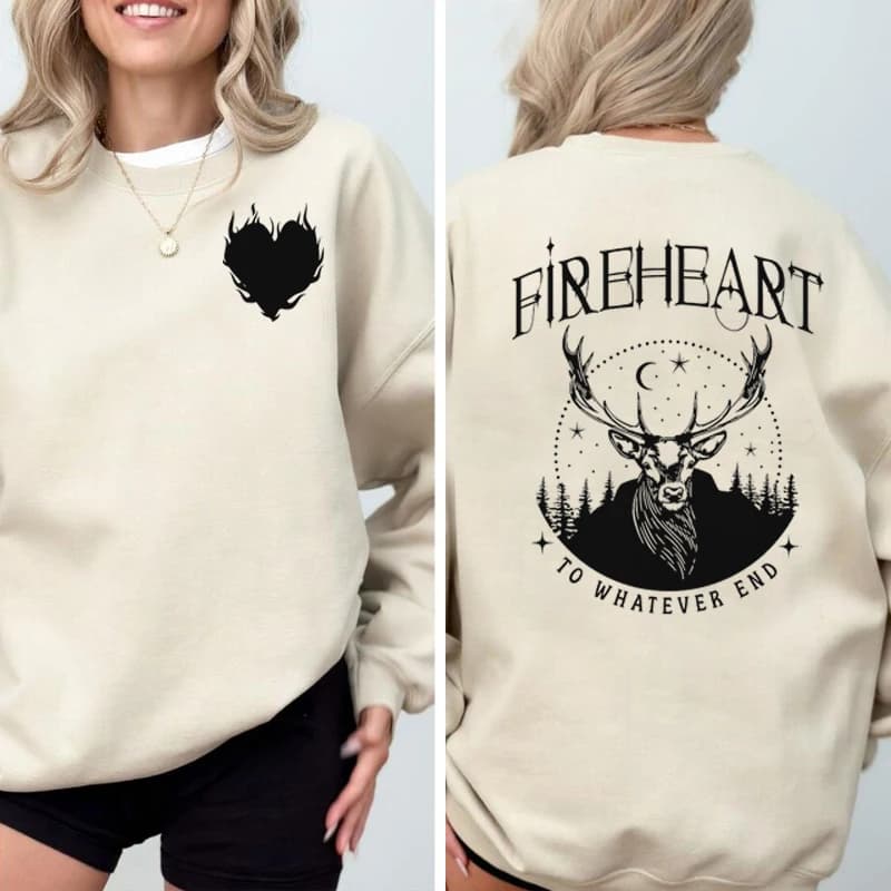 Fireheart sweat femmes trône de verre sweat à capuche pull SJM Acotar Bookish col rond sweat femmes