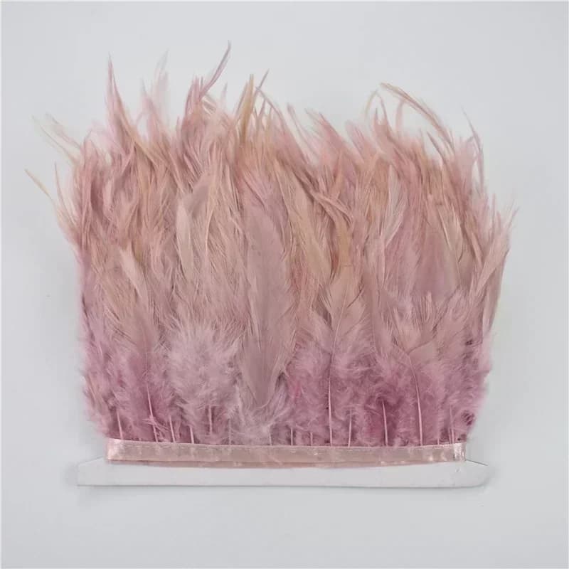 2 mètres de franges en plumes de faisan rose en cuir, garniture en plumes de dinde, d'oie, d'autruch