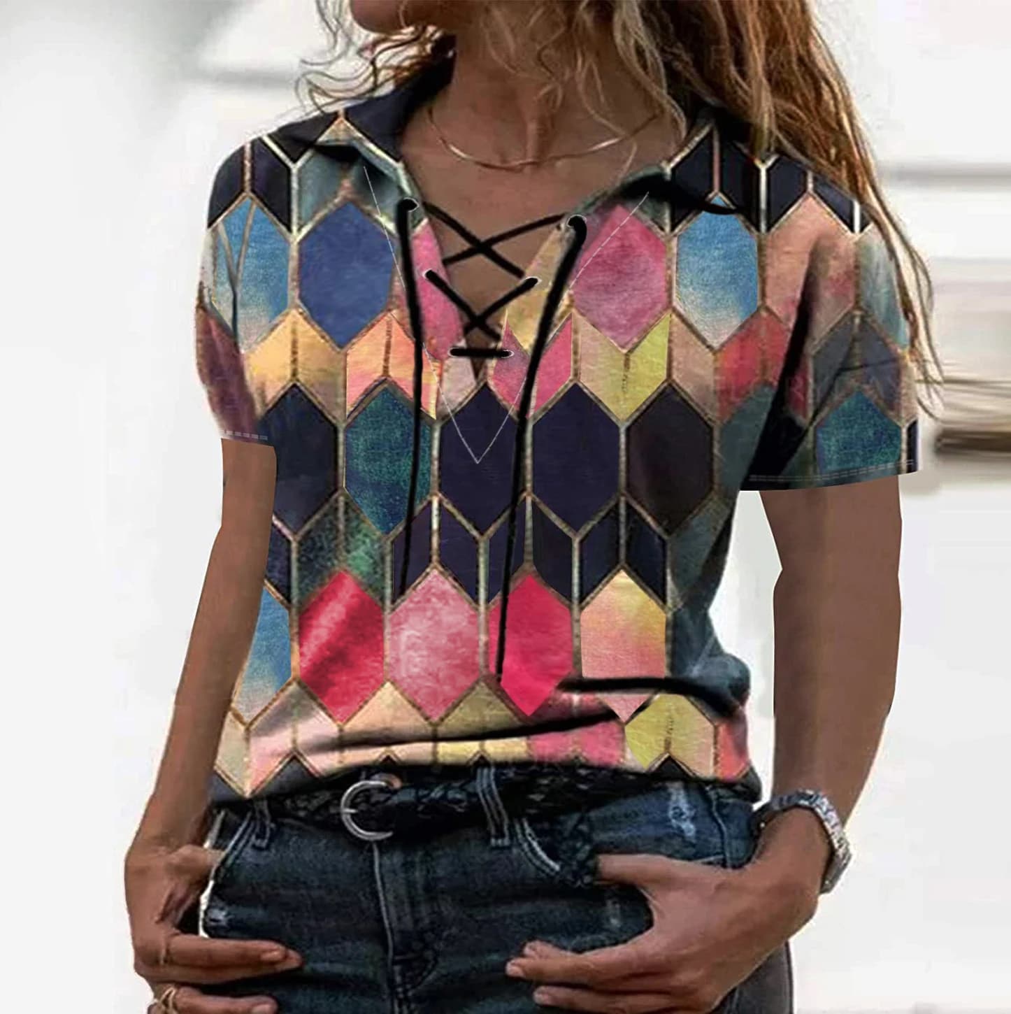 Vêtements transfrontaliers européens et américains pour femmes, grande taille, haut décontracté, amp