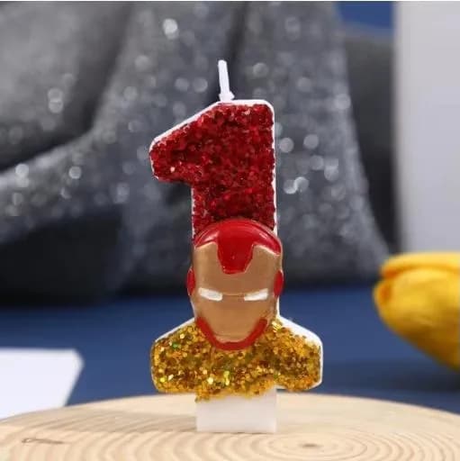 Bougies numériques Iron Man Marvel pour gâteau, accessoires de fête pour enfants, cadeaux de Noël, 0