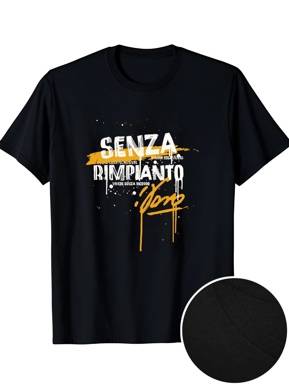T-shirt à motif rébelliant Vasco Rossi - Noir avec des touches jaunes et blanches audacieuses, T-shi