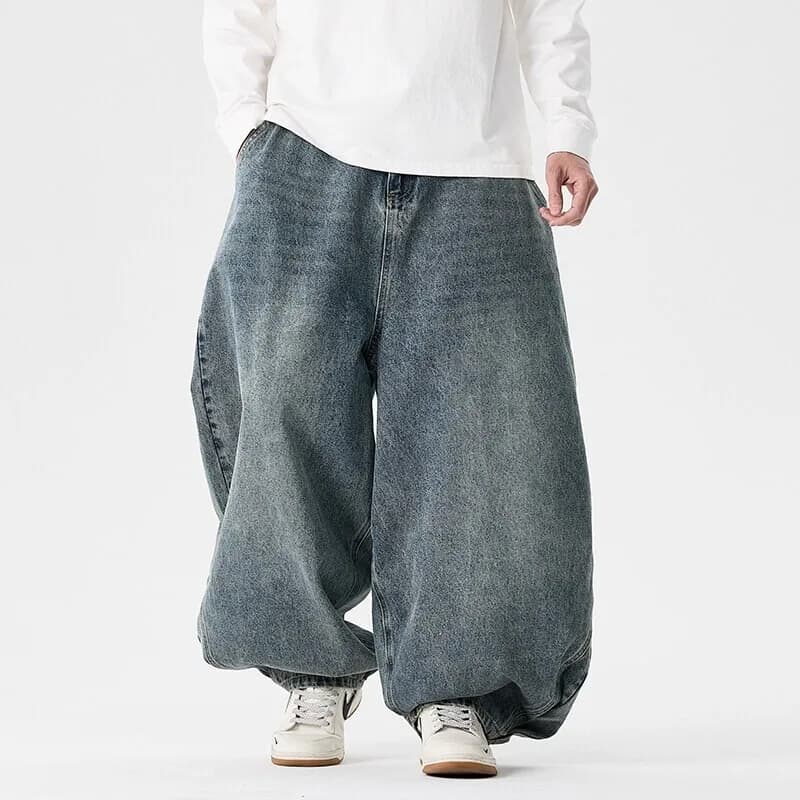 Denim pantalon à jambes larges hommes mode pantalons décontractés lâche Hip Hop lanterne pantalon St