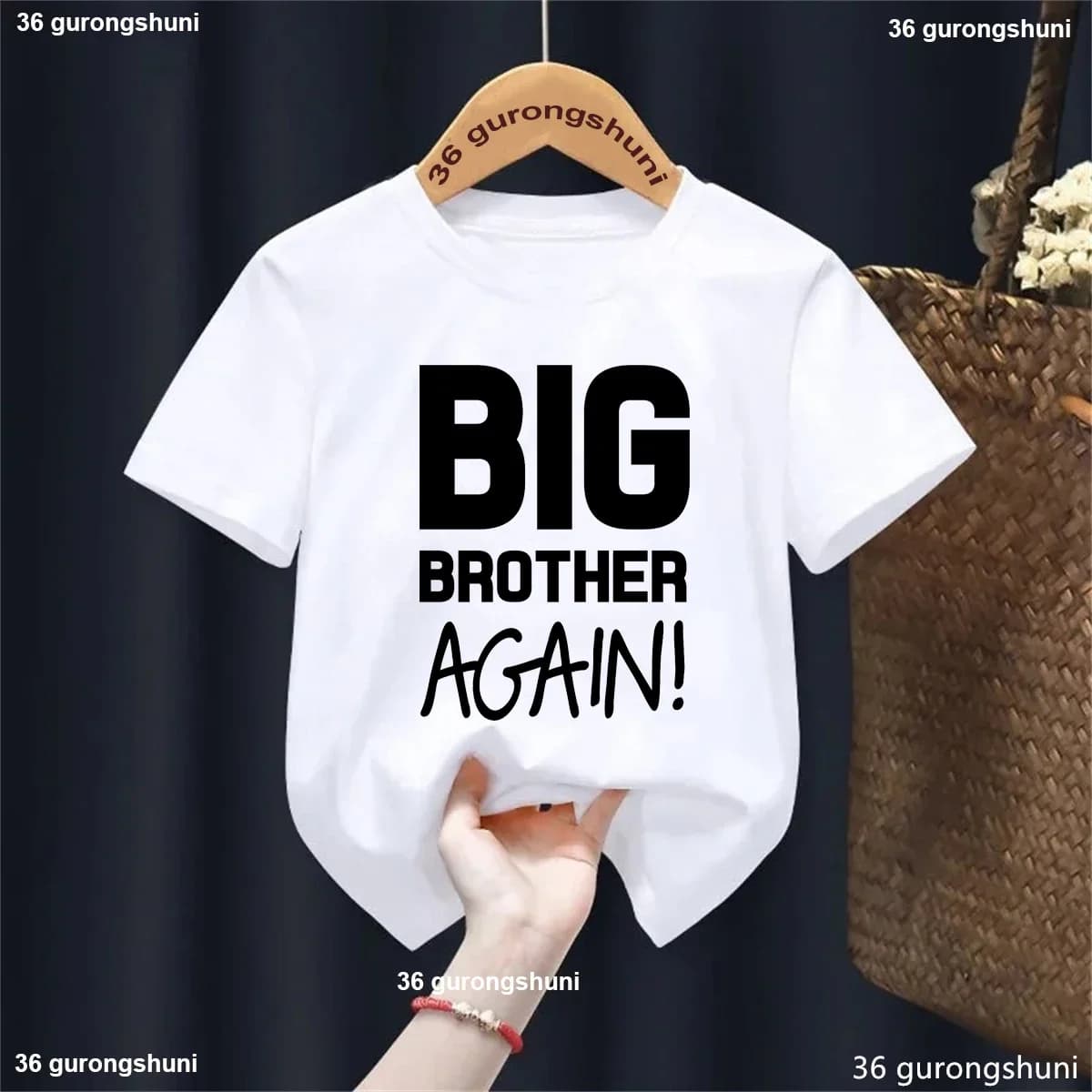 Kawaii enfants vêtements grand frère à nouveau lettre imprimé t-shirt garçons annonce de grossesse c