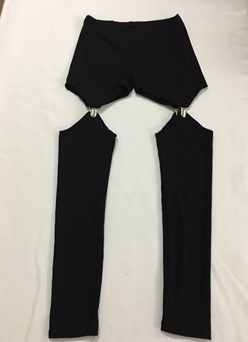 Tenue de scène de groupe de filles coréennes Kpop pour femmes, pantalons creux noirs sexy, vêtements