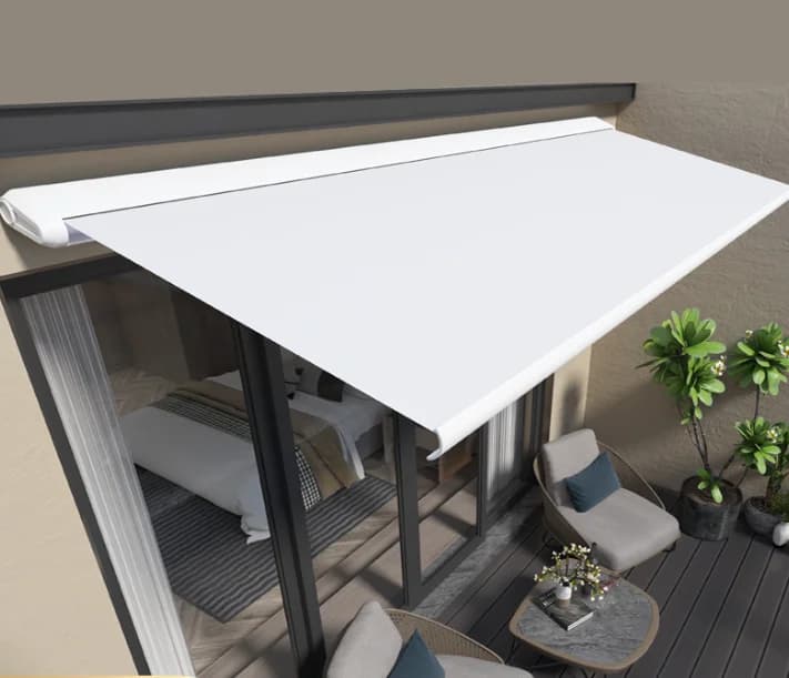 Auvent blanc boîte complète balcon auvent extérieur étanche à la pluie avant-toit auvent télescopiqu