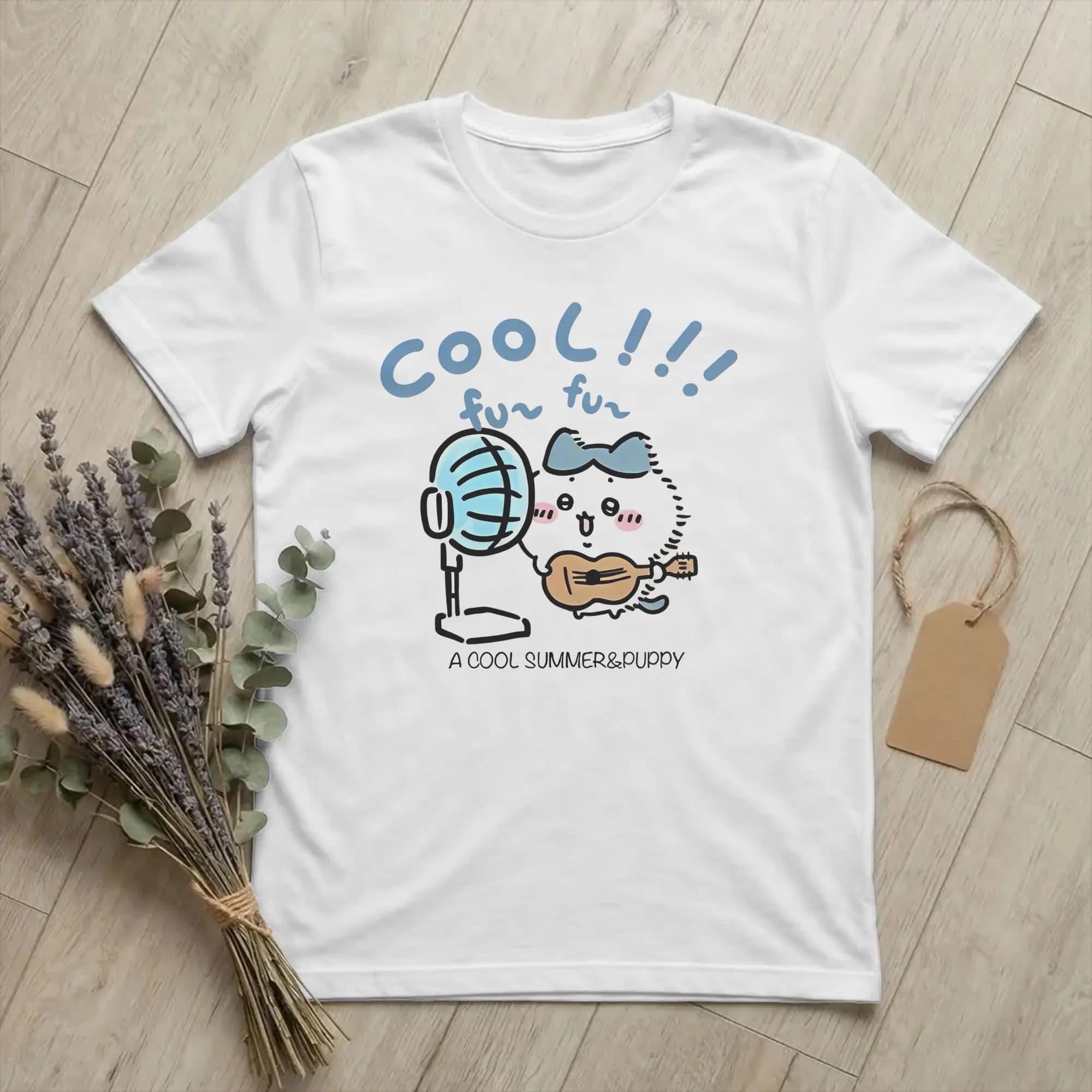 T-shirt imprimé Chiikawas Cool Hachiware pour hommes, en coton, à manches courtes, col rond, vêtemen