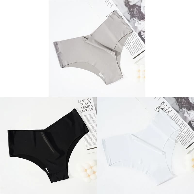 Ensemble de culottes sans couture pour femmes, sous-vêtements taille basse en soie glacée, extensibl