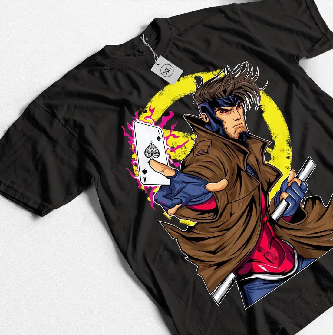 Gambit Card Trick T-Shirt x-men pour hommes, chemise unisexe grise, toutes tailles