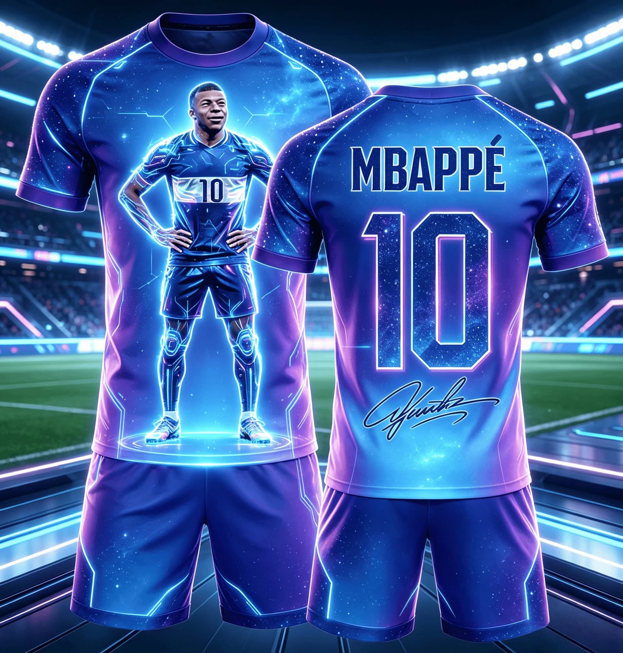 Ensemble de football multi-styles Mbappe Signature, T-shirt de sport imprimé pour enfants, ample, co