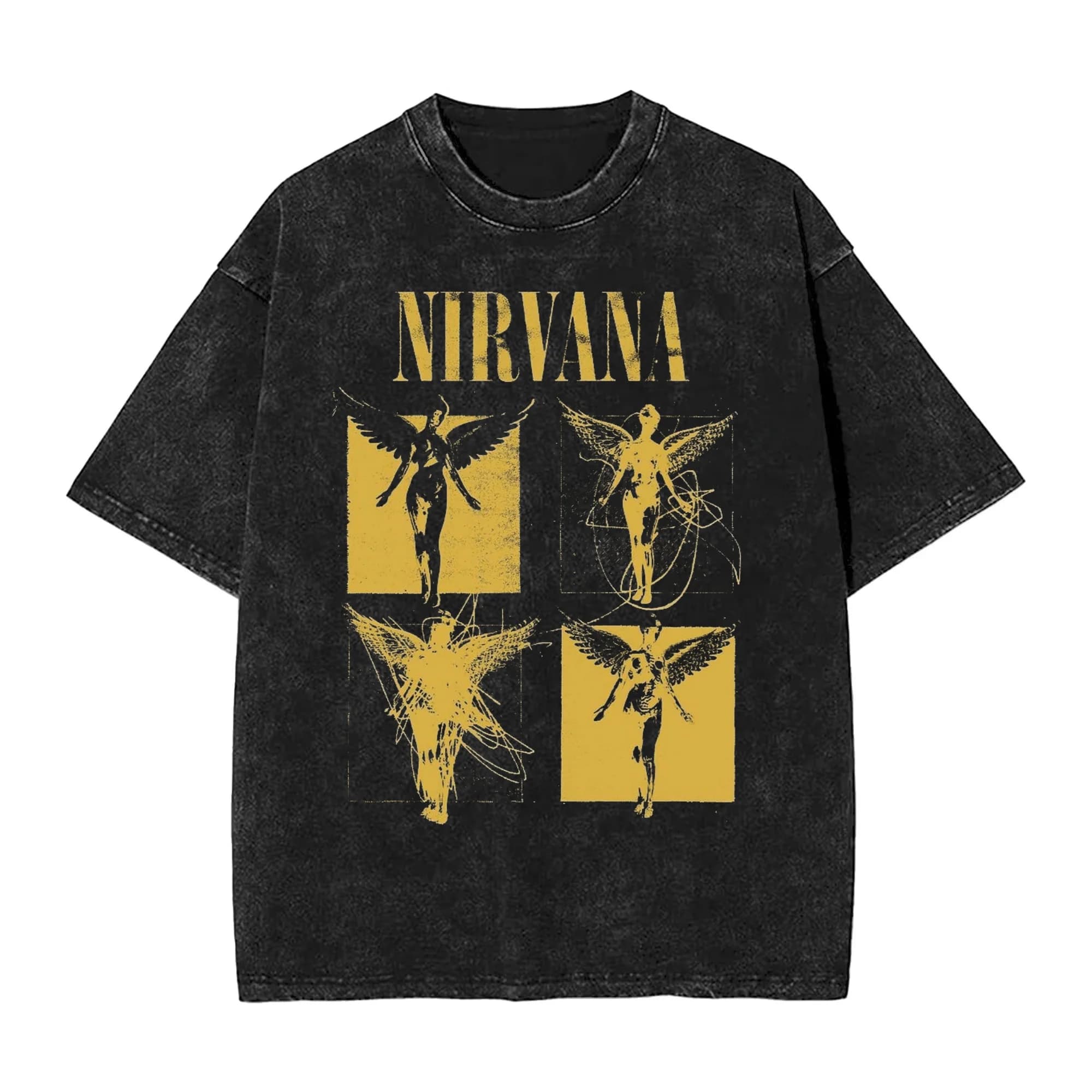 Nirvana groupe de rock hommes rétro coton lavé t-shirt dans un album Utero homme femme surdimensionn
