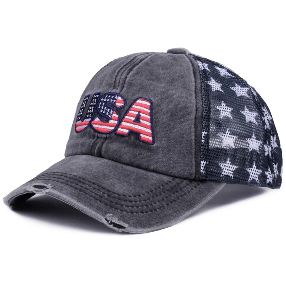 Éléments du drapeau de style patriotique américain. Broderie tridimensionnelle américaine. Casquette