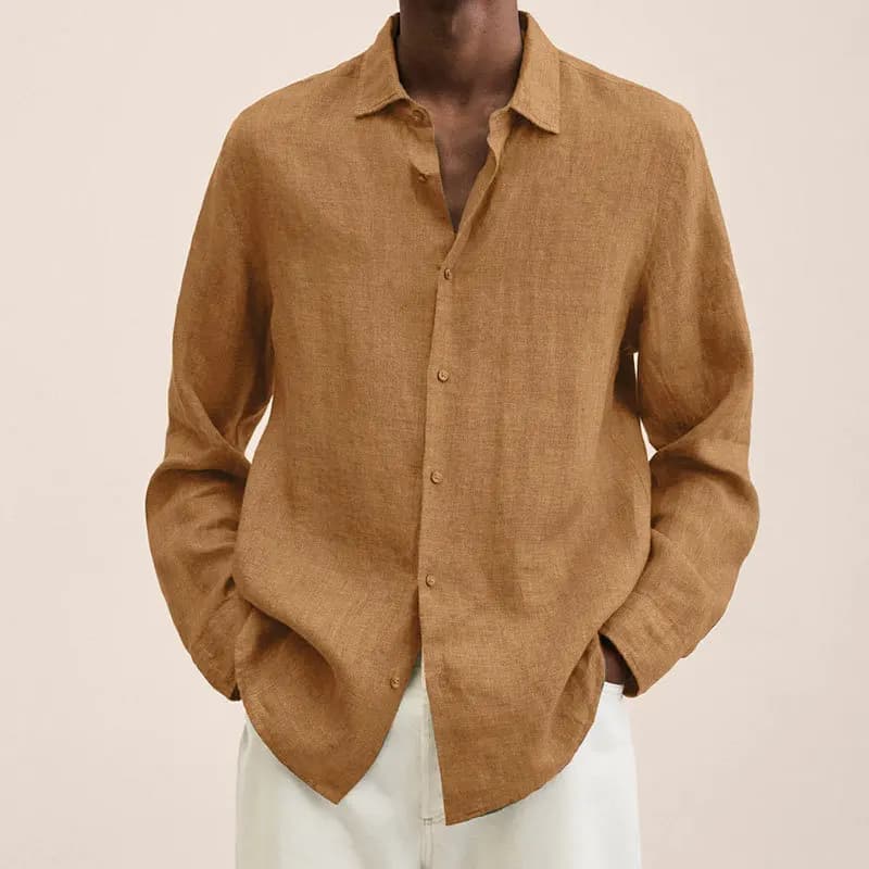 Chemise décontractée homme 2026 printemps automne à manches longues, col rabattu, couleur unie, coup