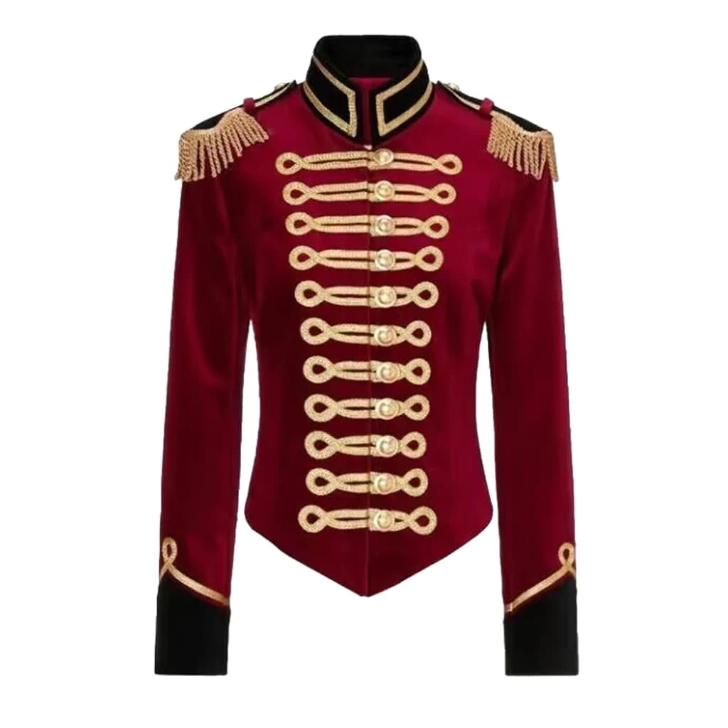 Costume d'Halloween gothique militaire pour femme, veste d'officier cosplay Hussar noir, cavalier lé