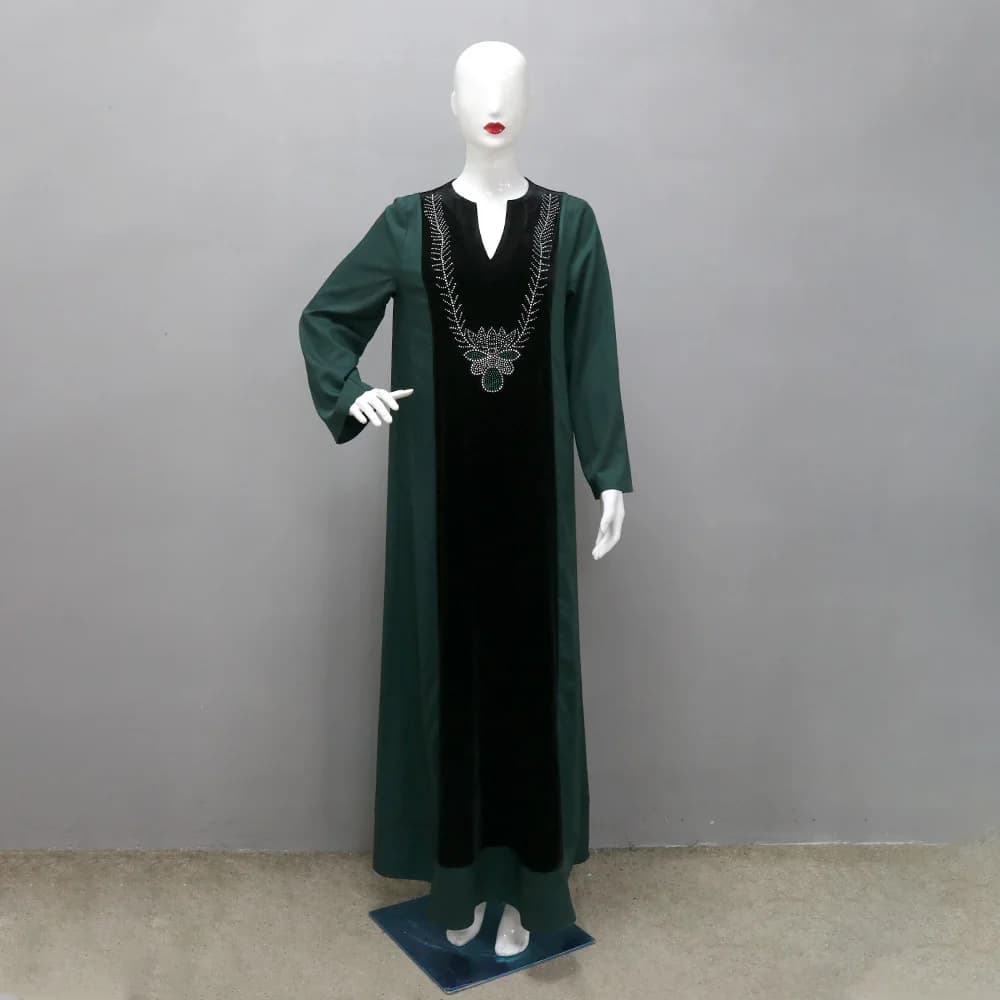 Ramadan marocain moyen-orient mode musulmane dubaï arabe vêtements pour femmes chaud diamant velours