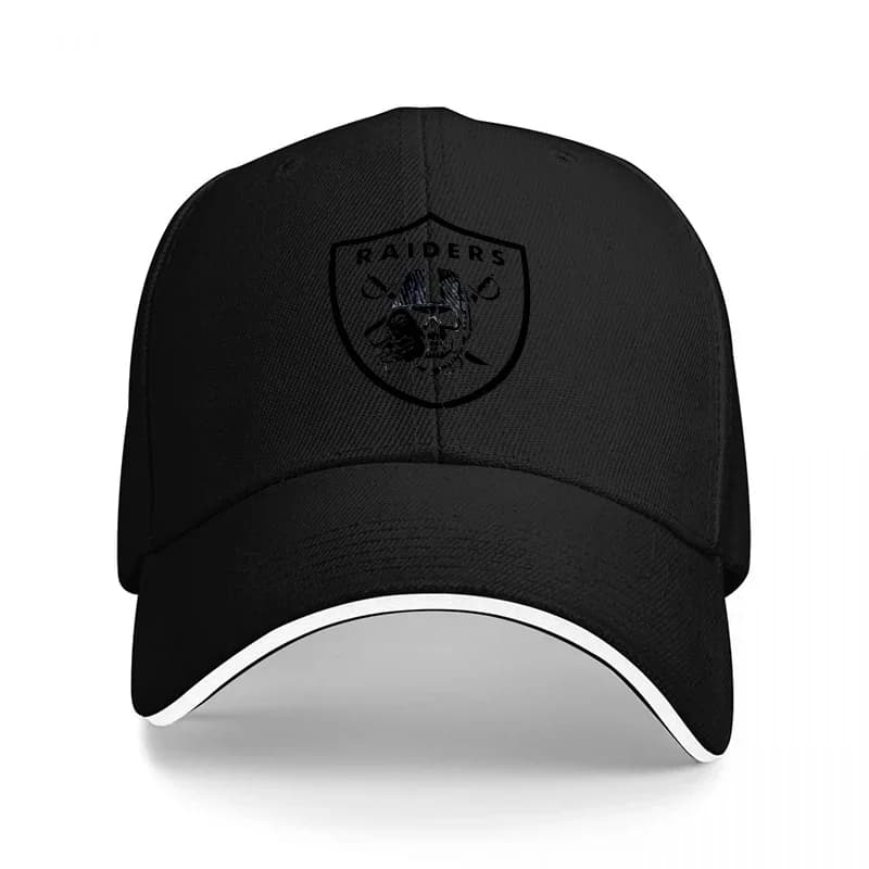 Casquette de baseball noire avec logo RAIDERS et emblème bouclier, coupe classique, sangle arrière r