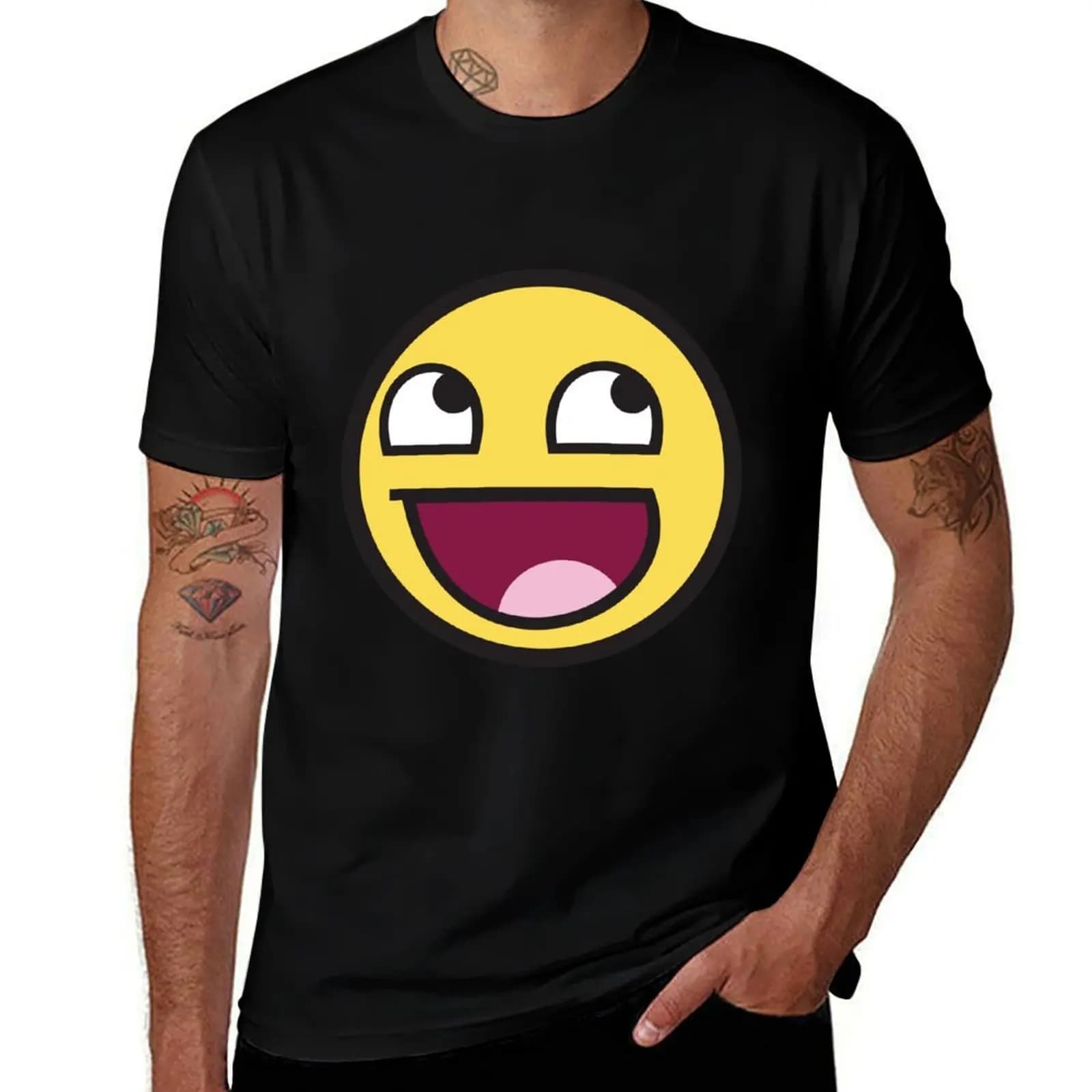 Génial visage drôle Meme Smiley émoticône T-Shirt homme t-shirts pour hommes t-shirts pour homme t-s