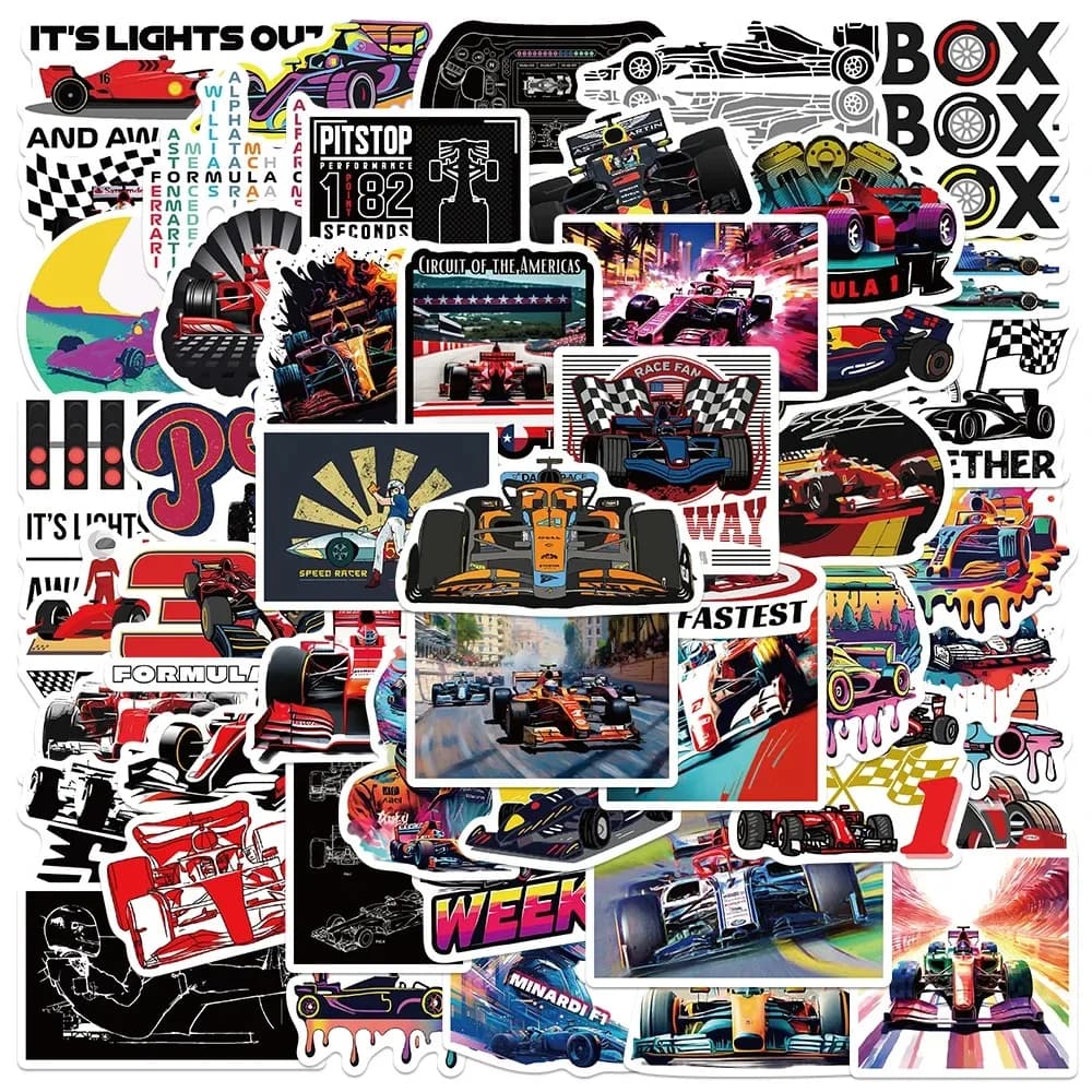 10/30/50pcs F1 Formule 1 Autocollants De Course Dessin Animé Drôle Graffiti Autocollant Ordinateur P