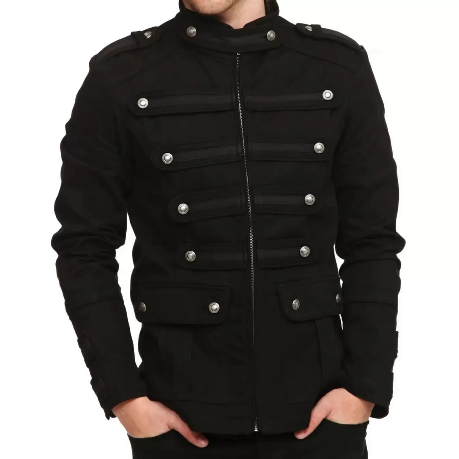 Veste de groupe d'uniforme de garde de défilé militaire Vintage Steampunk gothique noir pour hommes