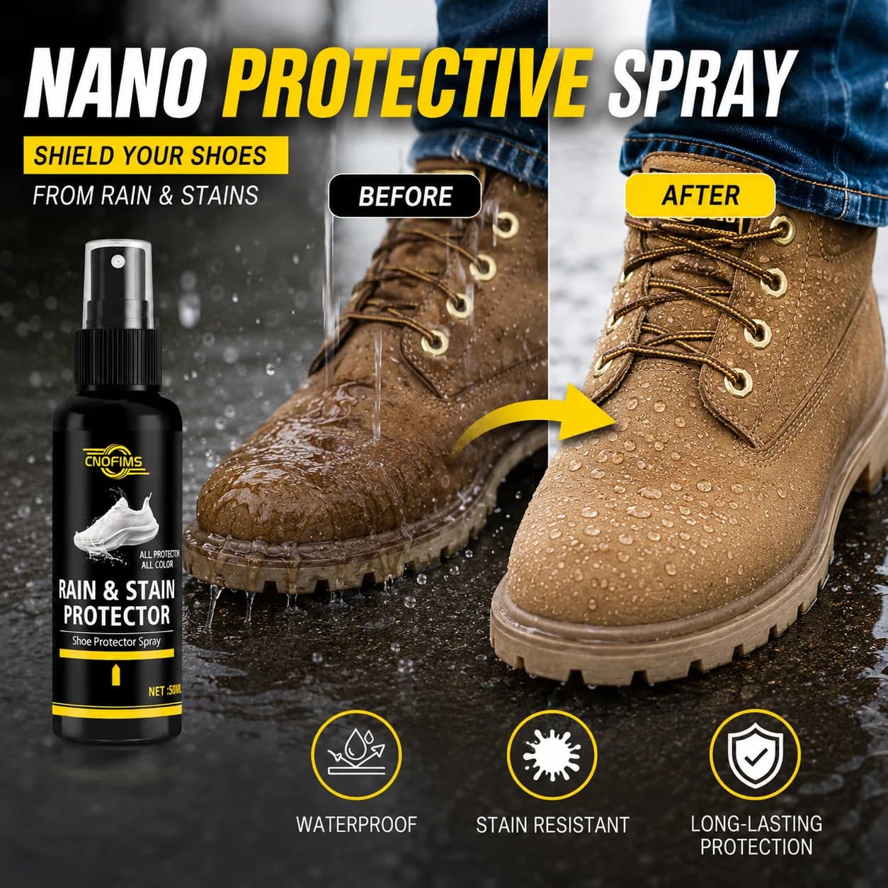 Spray imperméabilisant pour vestes et chaussures, protecteur hydrofuge pour tissus, équipements de p
