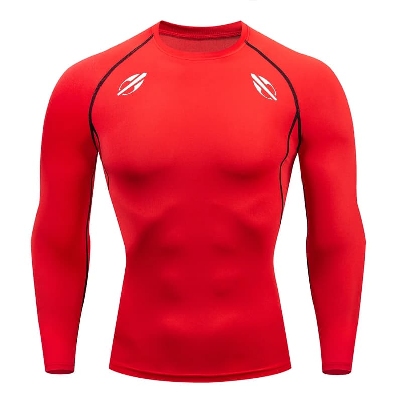 Chemises de compression solides pour hommes, manches longues, athlétiques, anti-transpiration, sous-