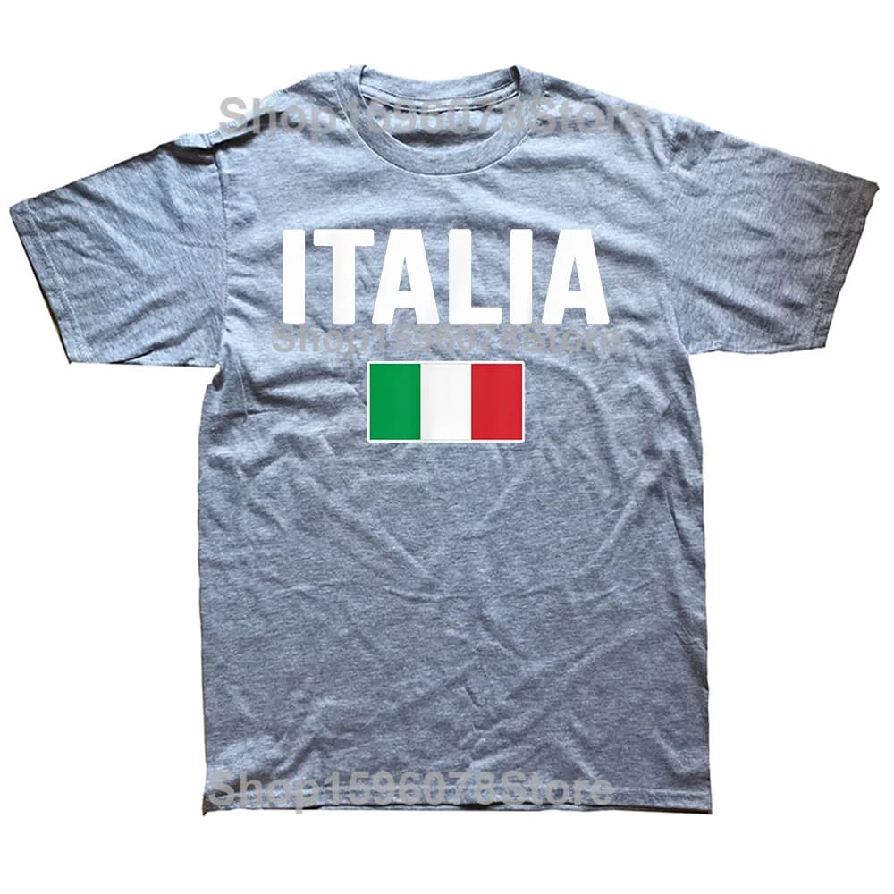 T-shirt graphique amusant à manches courtes, motif drapeau italien, souvenir d'Italie, streetwear hu