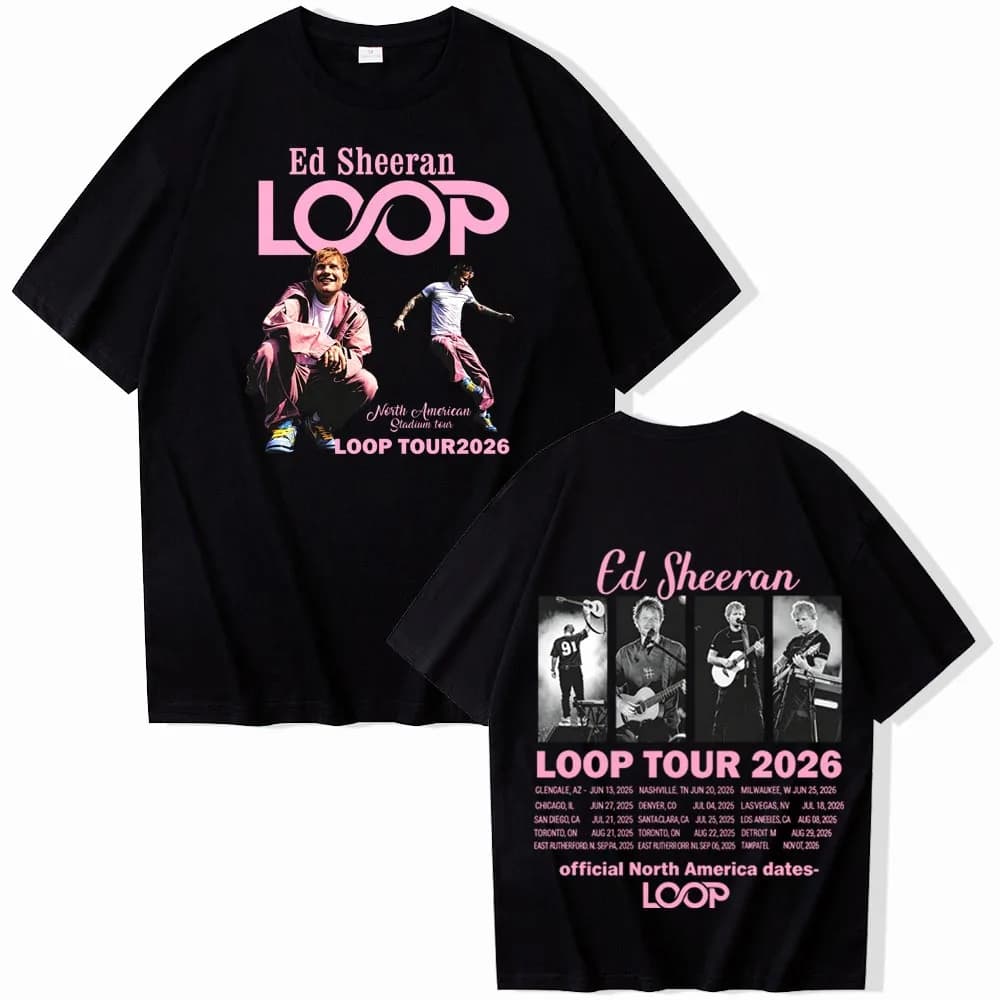 Ed Sheeran Loop Tour 2026 T-shirt homme femme Harajuku chemise décontractée à manches courtes et col