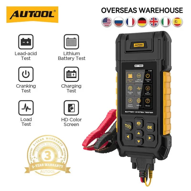 AUTOadvocate-Testeur de batterie de voiture BT960, analyseur de batterie 0-80V, 6V, 12V, 24V, 30 à 2