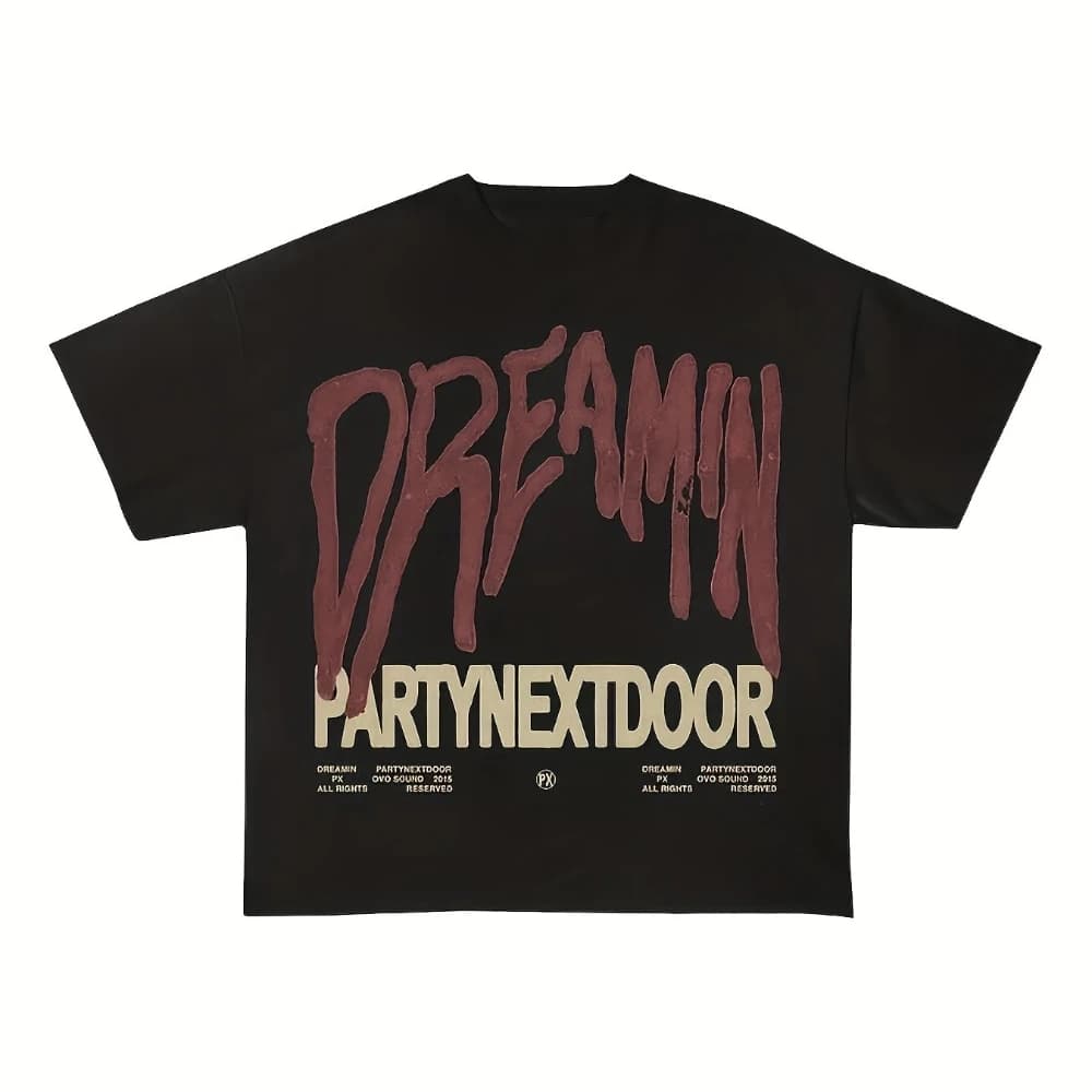 T-shirt rétro officiel PARTYNEXTDOOR pour homme et femme, noir, merch de concert avec impression du 