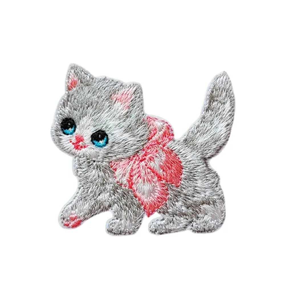 Patch brodé autocollant motif chat de dessin animé, autocollants DIY pour vêtements, appliques migno