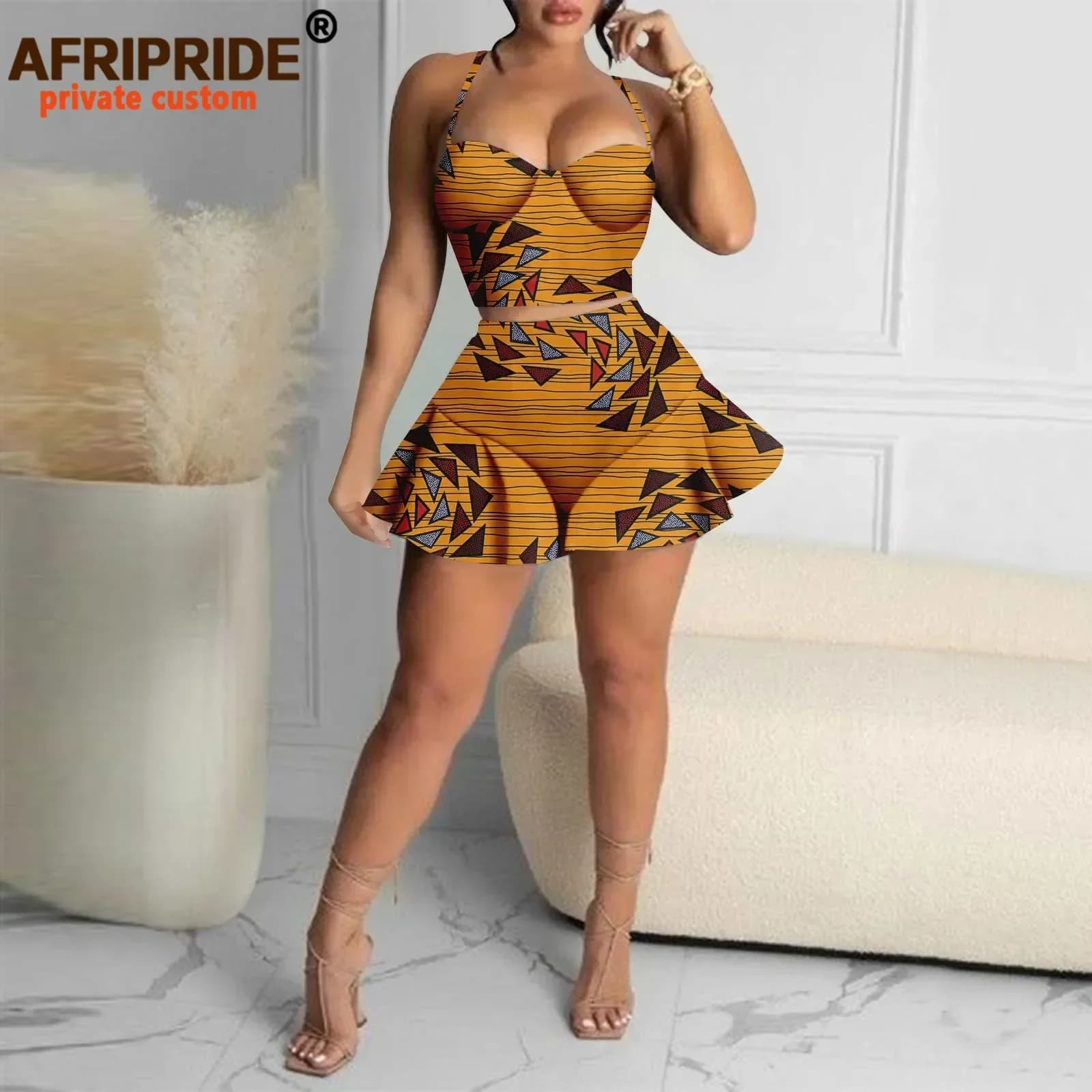 Vêtements africains pour femmes, ensemble 2 pièces, tenue de fête sexy imprimée, tenues Ankara, robe