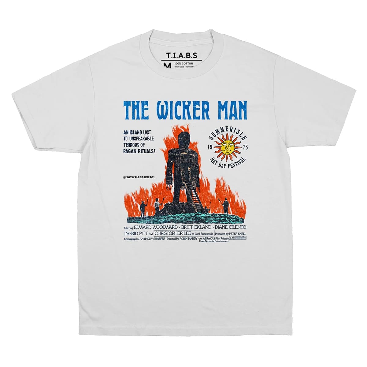 TIABSWMS01 le T-Shirt homme en osier film d'horreur des années 70 épaule tombante ample surdimension