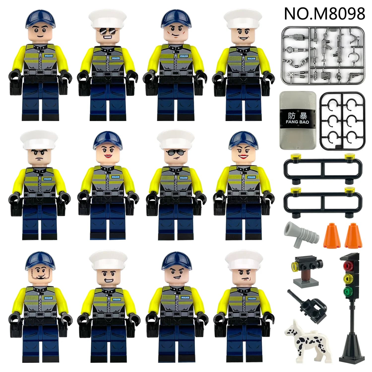 M8098 patrouille route police lampadaire accessoires enfants assemblés petites poupées jouet mini pe
