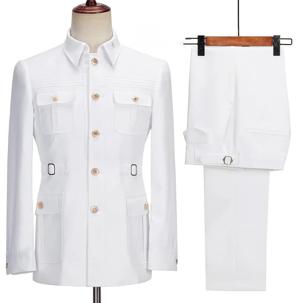 Nouvelle mode hommes costumes de haute qualité col montant simple boutonnage costume mâle décontract