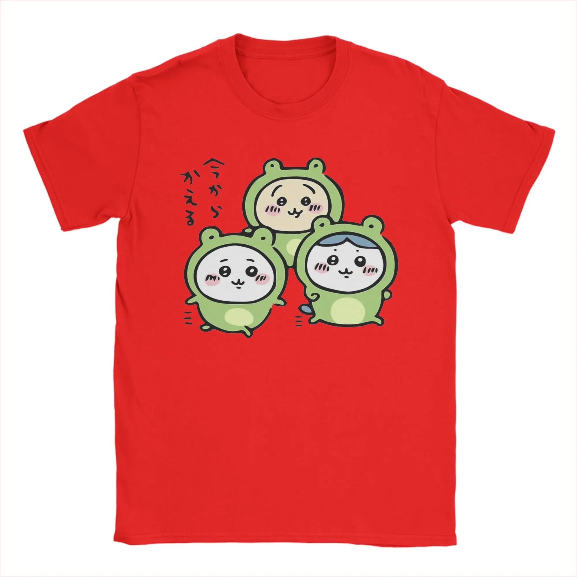 Chiikawas and Friends Frogs Hachiware Usagi T-shirts pour hommes, t-shirts amusants en coton, col ro