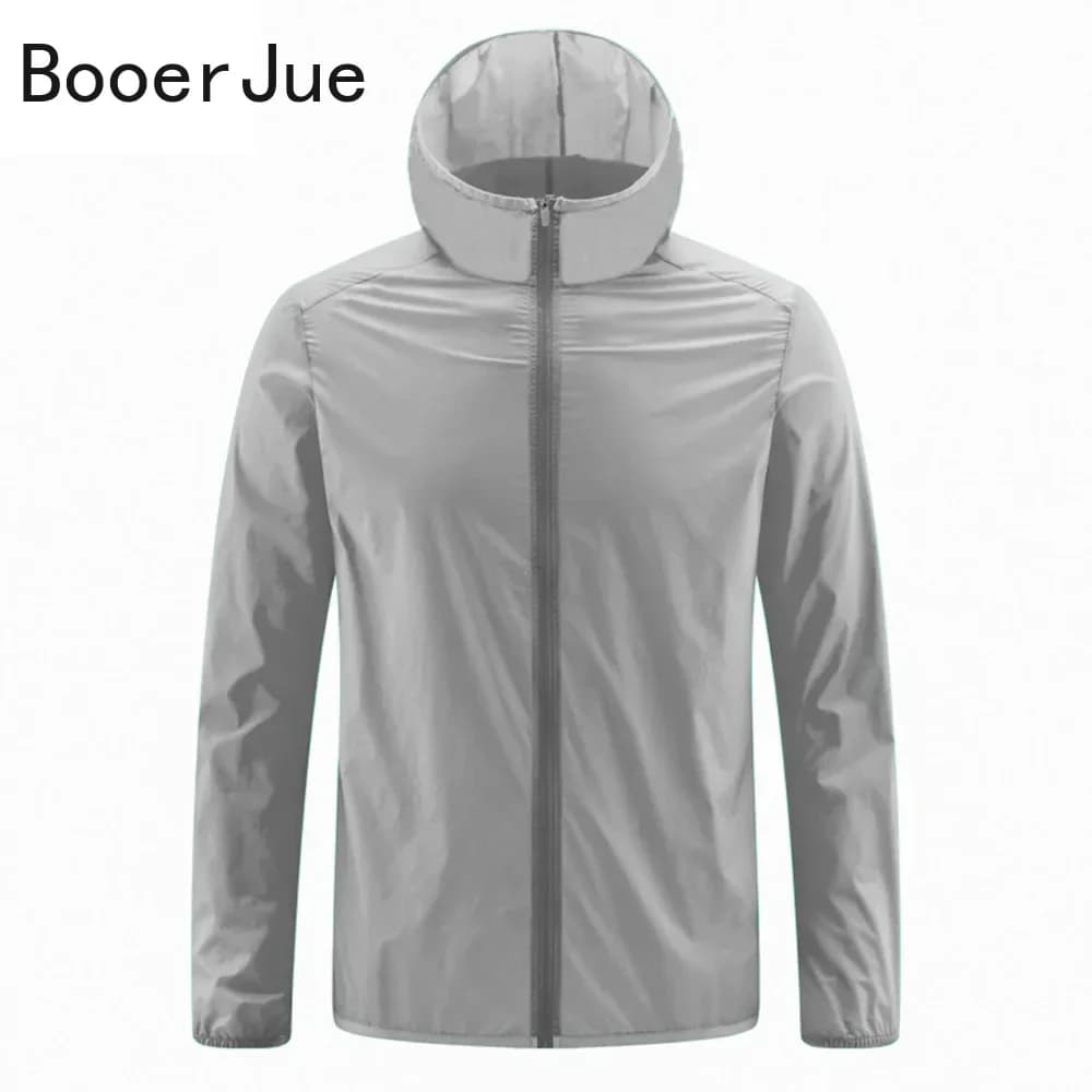 Vêtements de protection solaire pour hommes, veste légère et respirante en soie glacée à capuche, à
