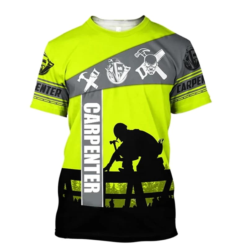Carpenter travailleur hommes T-shirt à manches courtes col rond respirant T-shirt impression 3d outi