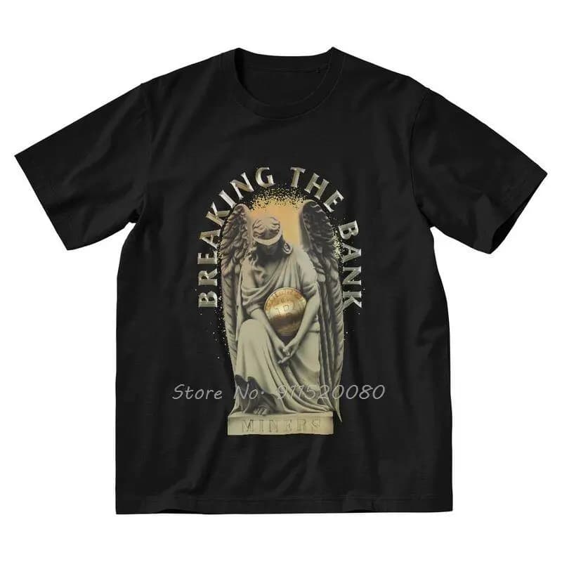 Breaking The Bank T-shirt homme coton imprimé T-shirt nouveauté T-shirt crypto-monnaie Bitcoin Crypt