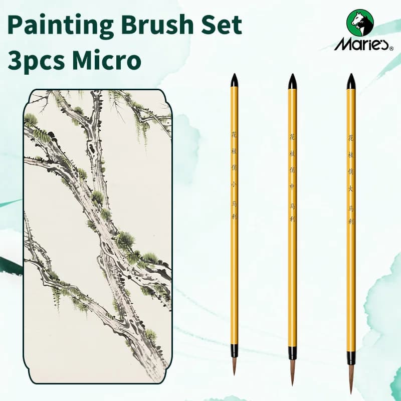 Pinceaux micro Marie, 3 pinceaux miniatures pour détails, pour acrylique, peinture chinoise, aquarel