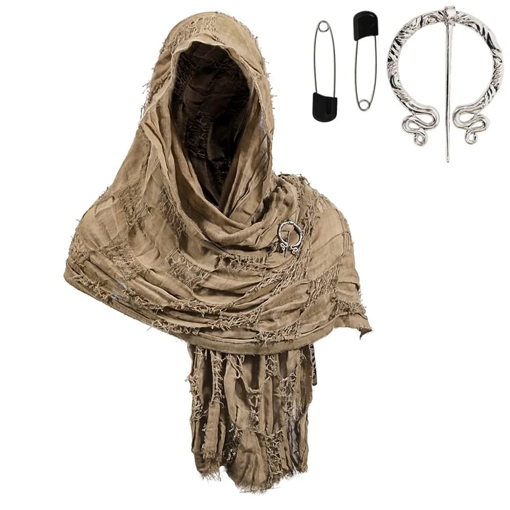 Mode Style médiéval Cape médiévale avec broche Viking Style mendiant châle à capuche écharpe Cape St