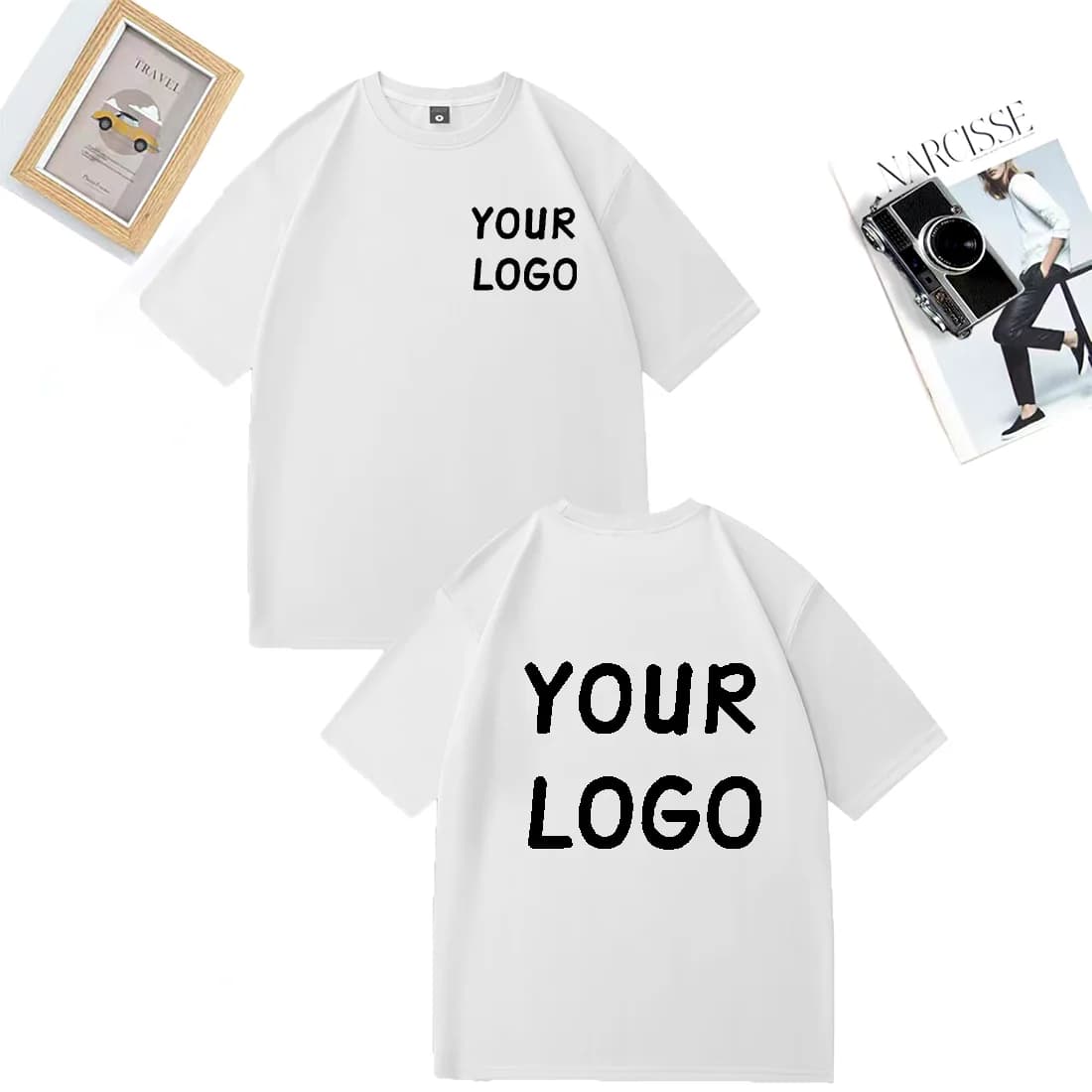 T-shirts personnalisés avec logo de votre marque, imprimés, pour hommes et femmes, vêtements d'été s