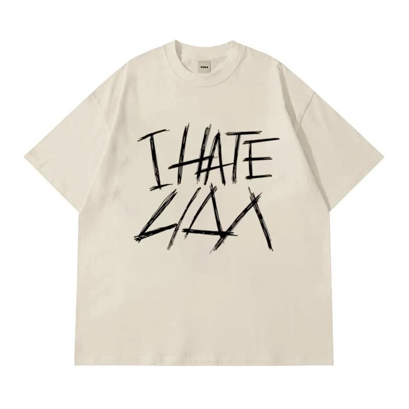 T-Shirt homme I HATE LIDA lettre Y2k Streetwear coton mode surdimensionné Vintage Hip Hop manches co