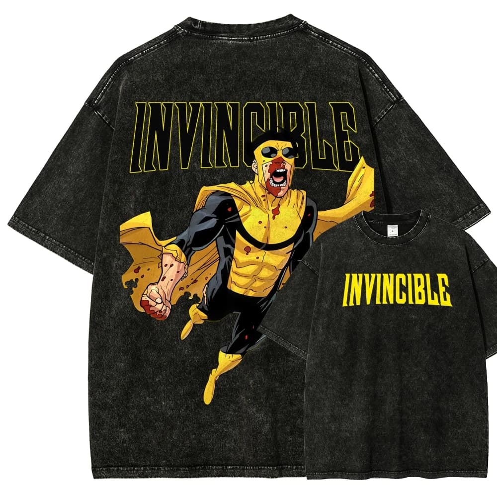 T-shirt Lavé Unisexe Anime Invincible pour Amateurs – Nouvelle Collection Toutes Saisons – Vêtements