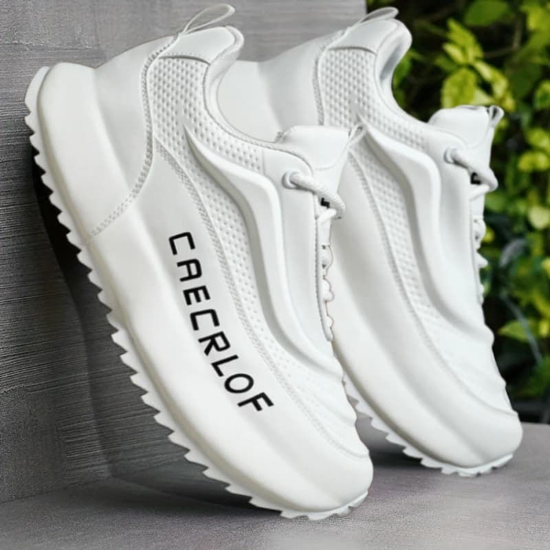 Baskets Chunky Blanches et Bleu Marine pour Hommes avec Accents Rouges, Chaussures Décontractées à E