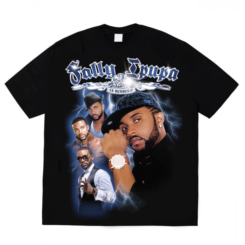 Nouveau T-shirt Vintage Rap Fally Ipupa 2026 avec Imprimé Graphique Tokooos en Coton pour Hommes et