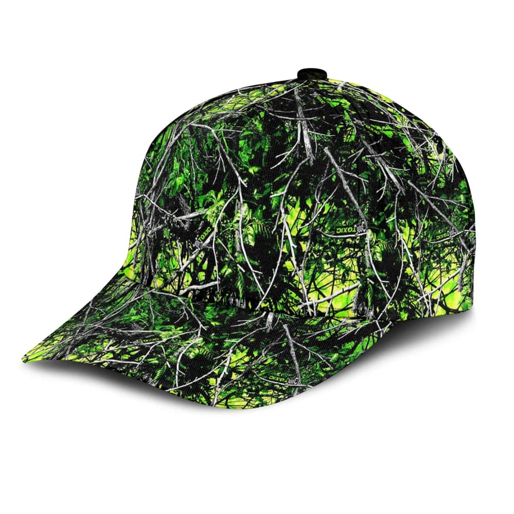 Casquette de baseball camouflage vert fluorescent avec motif de branche d'arbre, chapeau décontracté