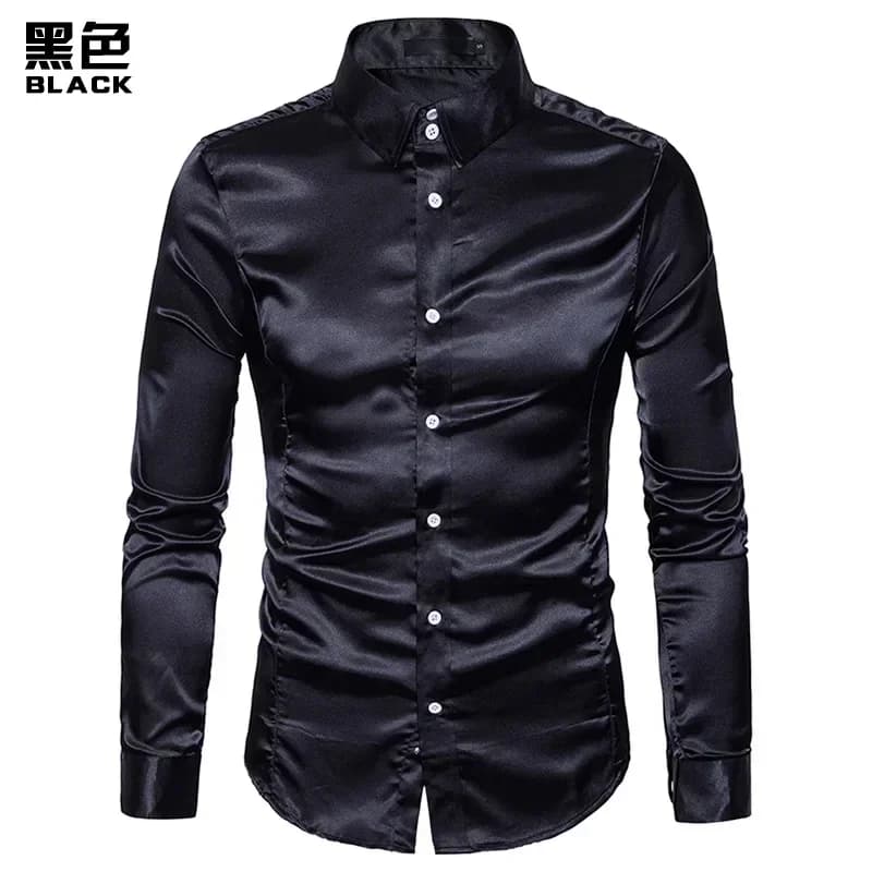 2026 hommes brillant soie Satin luxe robe chemises marque hommes mariage bal smoking mâle chemise dé