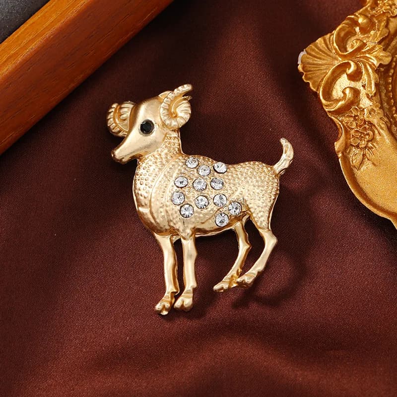 Broche du zodiaque pour hommes et femmes, nouvelle broche créative, couleur or mat, Simple, strass,
