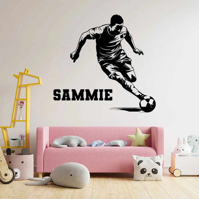 Autocollant mural auto-adhésif amovible personnalisé pour joueur de Football, décalcomanie artistiqu